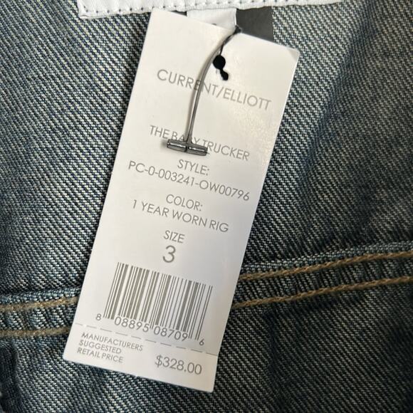 NWT Current Elliott The Baby Trucker Cropped Denim Jacket Size Large - Picture 4 of 9